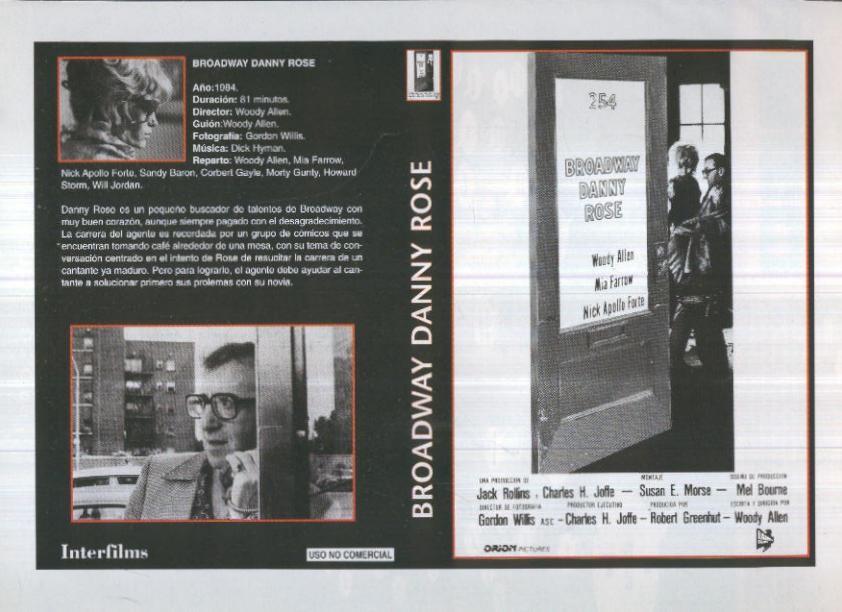 Caratula cine 30x22 cm: Broadway Danny Rose