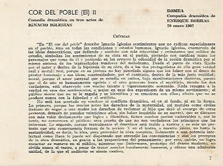 LAMINA 2627: Criticas de El Cor del Poble. Romea 20 enero 1902