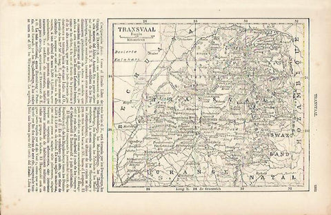 LAMINA ESPASA 11158: Mapa de Transvaal Sudafrica