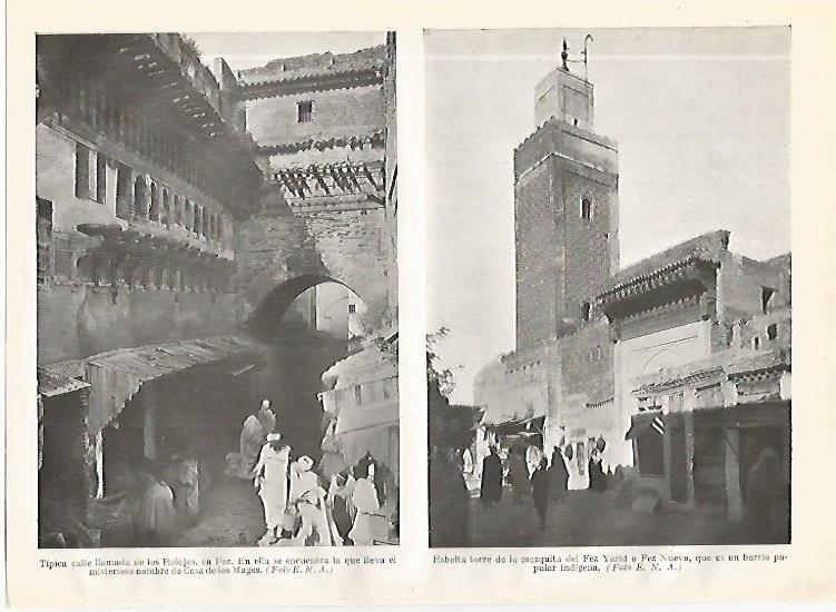 LAMINA GEOGRAFIA 0162: Calle de los Relojes y Mezquita del Fez Yarid en Fez Marruecos