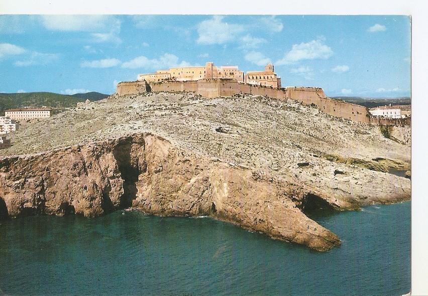 Postal 042717 : Ibiza (Baleares) España. Ciudad. Murallas y Castillo. Vista aerea