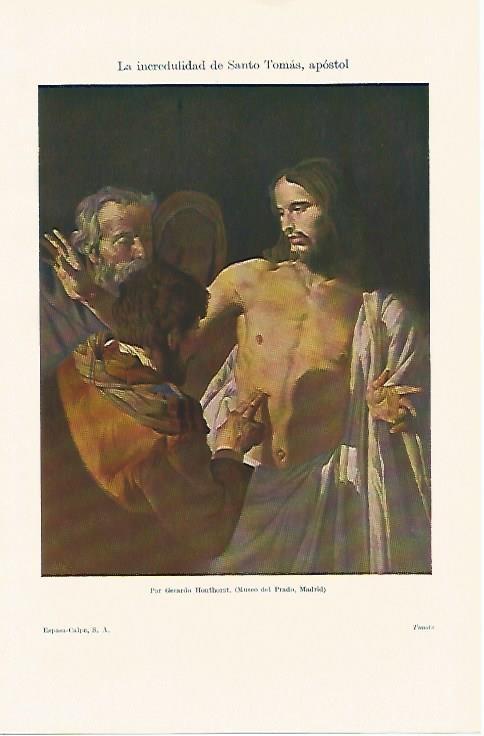 LAMINA ESPASA 1291: La incredulidad de Santo Tomas obra de Honthorst