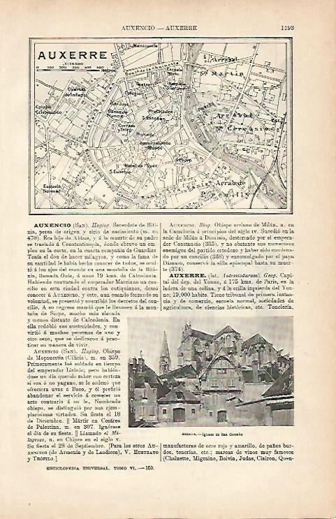 LAMINA ESPASA 7149: Plano de Auxerre Francia