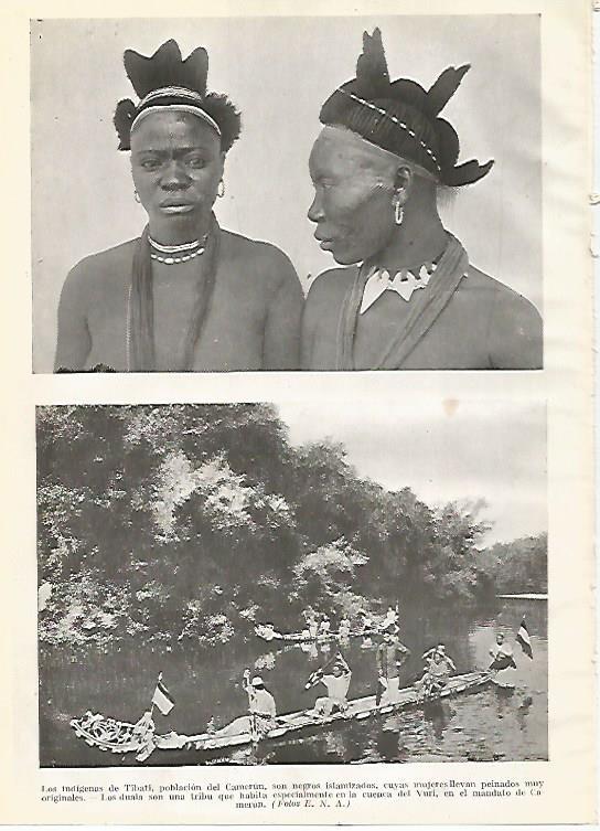 LAMINA GEOGRAFIA 0147: Pareja de Tibati y canoa duala Camerun