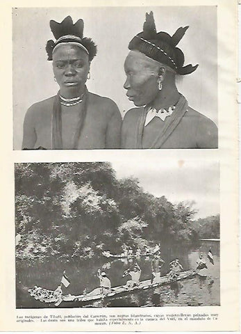 LAMINA GEOGRAFIA 0147: Pareja de Tibati y canoa duala Camerun