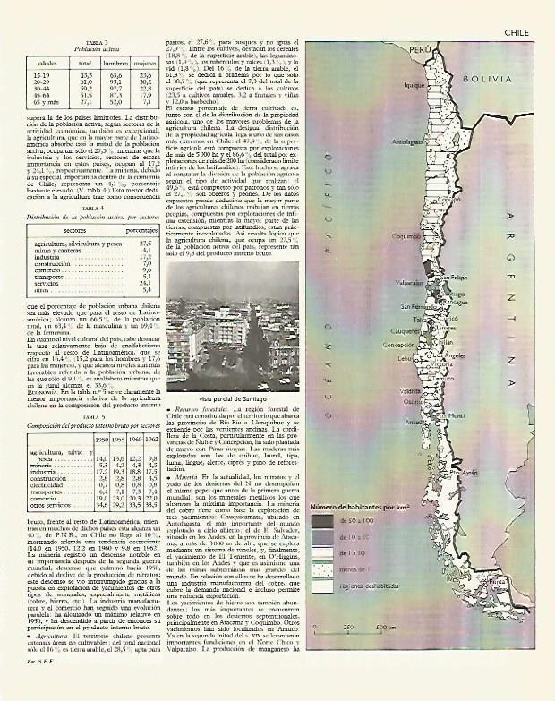 LAMINA LAROUSSE 70197: Mapa demografico de Chile
