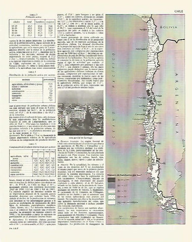 LAMINA LAROUSSE 70197: Mapa demografico de Chile