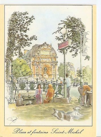 Postal 033391 : Scenes et architecture de Paris. Place et fontaine