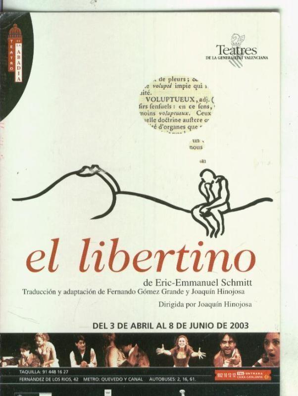 Postal 001350:: Publicitaria de la obra teatral El Libertino 