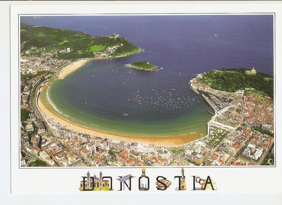 Postal 043637 : San Sebastian - Donostia. Playa de la Concha (Vista aerea)