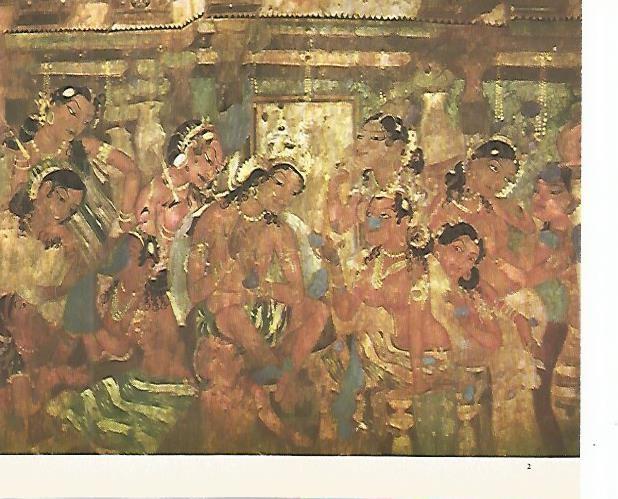 LAMINA 1509: Escena de la Mahajanaka jakata. Cueva I. Siglos VI-VII. El principe anuncia su decision de renunciar al trono