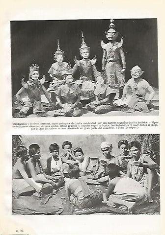 LAMINA GEOGRAFIA 0059: Danzarinas  actores  y habitantes de Siam (Tailandia)