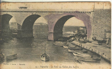 Postal B/N 0256 : Le pont du Vallon des Auffes en Marseille-Francia