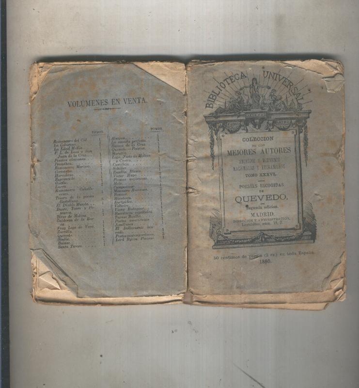 Biblioteca Universal tomo XXXVL: Poesias escogidas de Quevedo