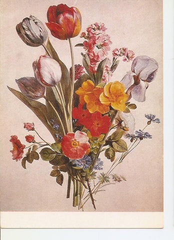 Postal 041138 : Berjon. Flowers painted on a light ground