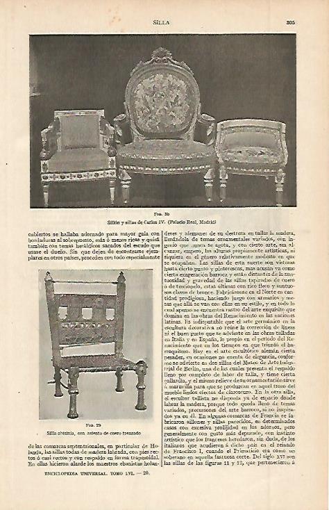 LAMINA ESPASA 2584: Sillon y sillas de Carlos V