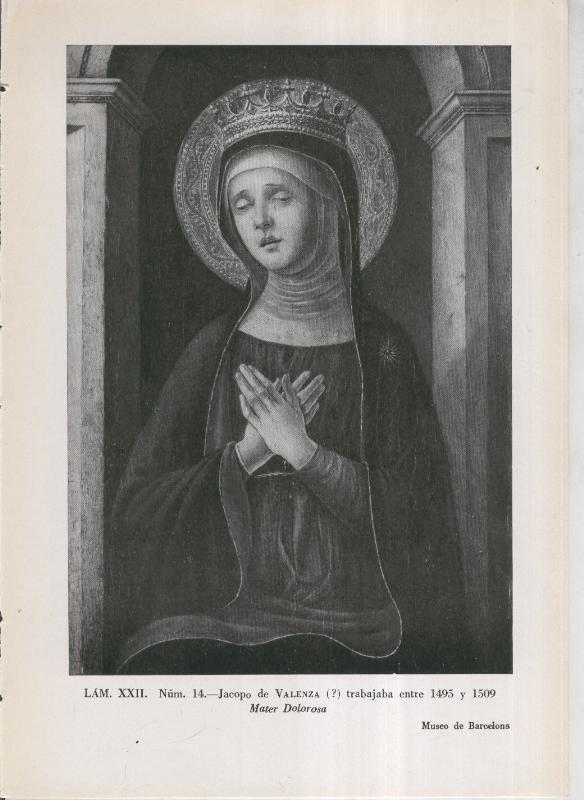 La coleccion Cambo, lamina 22: Jacopo de Valenza: Mater Dolorosa
