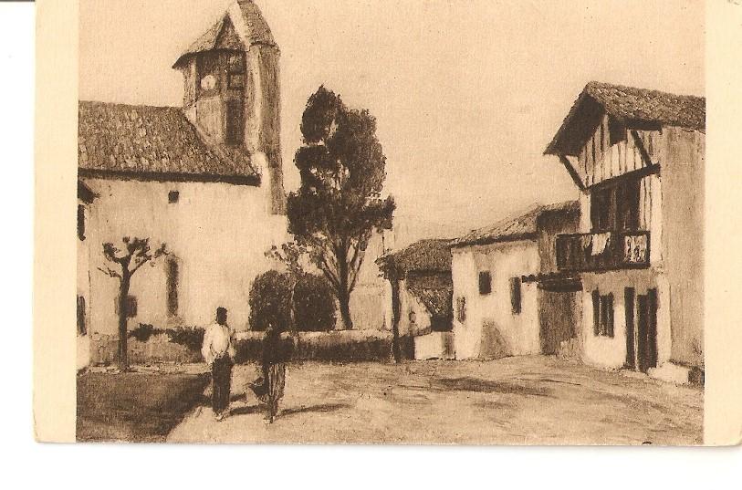 Postal 036240 : Pays Basque. LEglise et la airie de Bidart. Dapres une peinture de Floutier