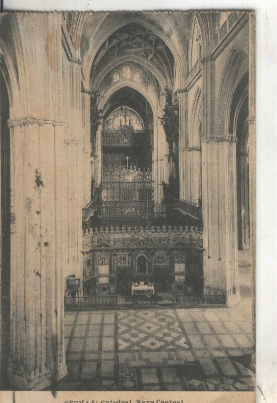 Postal B/N 0067 : Nave central de la catedral de Sevilla