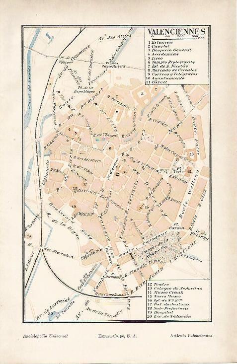 LAMINA ESPASA 4750: Plano de Valenciennes Francia