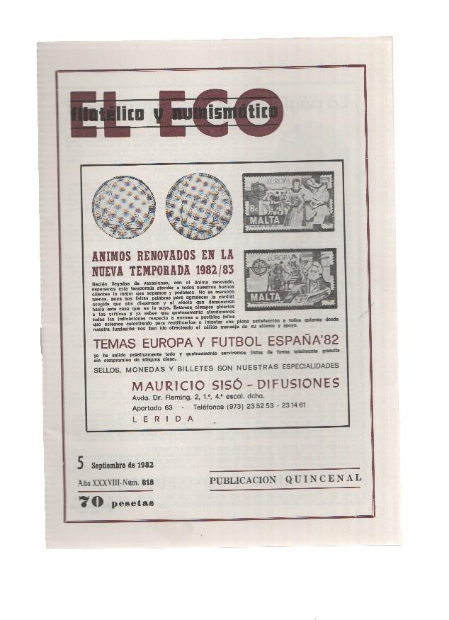 El Eco Filatelico y Numismatico numero 0818: Brevisima historia de la pasion de coleccionar