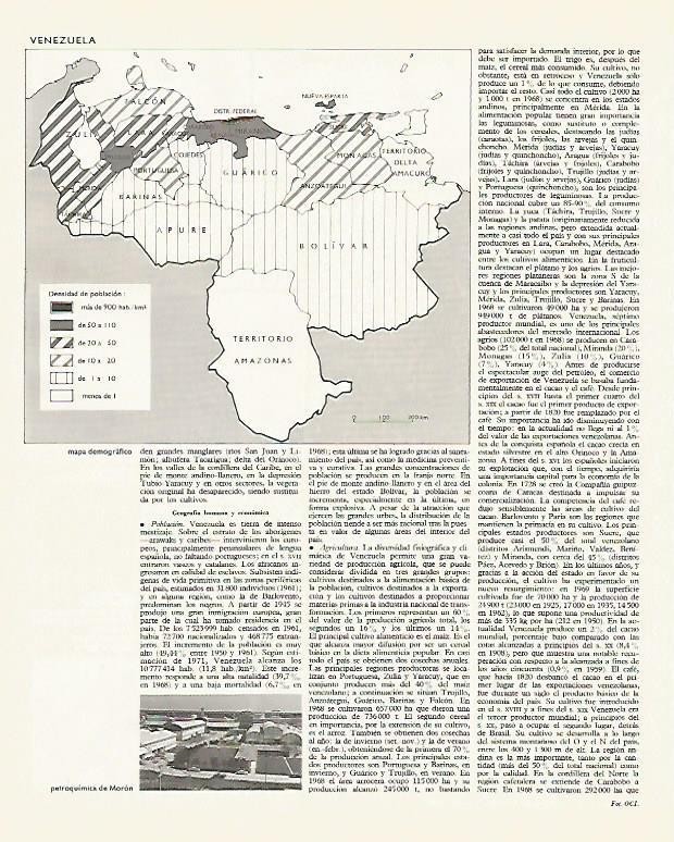 LAMINA LAROUSSE 70054: Mapa demografico de Venezuela