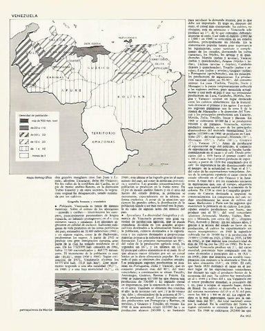 LAMINA LAROUSSE 70054: Mapa demografico de Venezuela