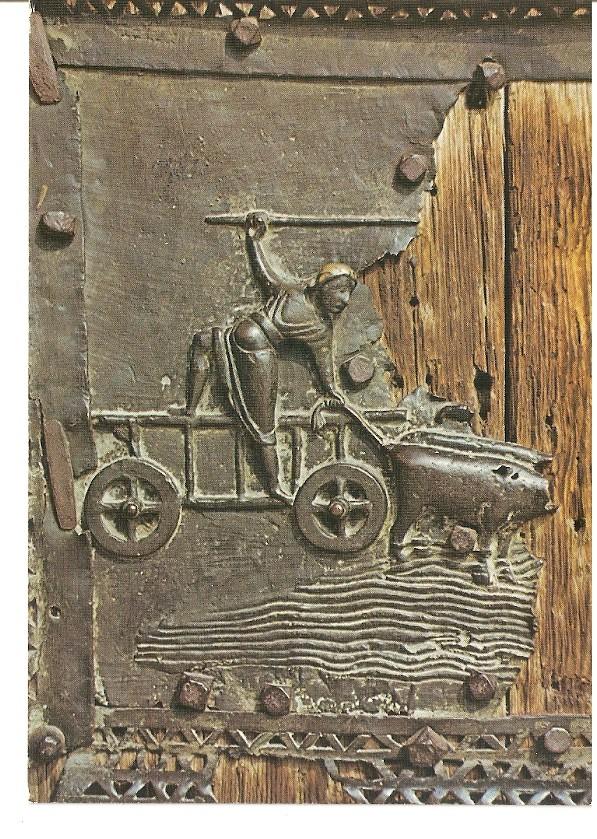 Postal 045030 : Verona. Porta bronzea di S. Zeno Miracolo del Carro