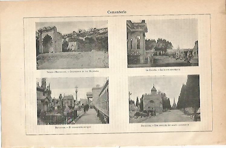 LAMINA ESPASA 2938: Cementerios de Tetuan La Coruña y Barcelona