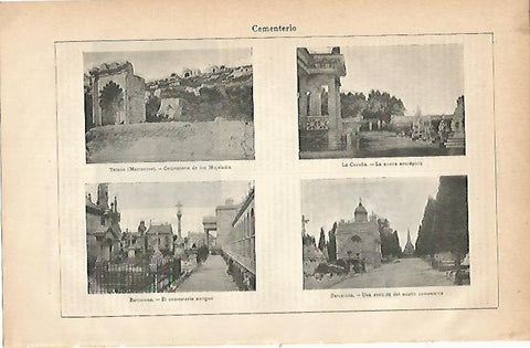 LAMINA ESPASA 2938: Cementerios de Tetuan La Coruña y Barcelona