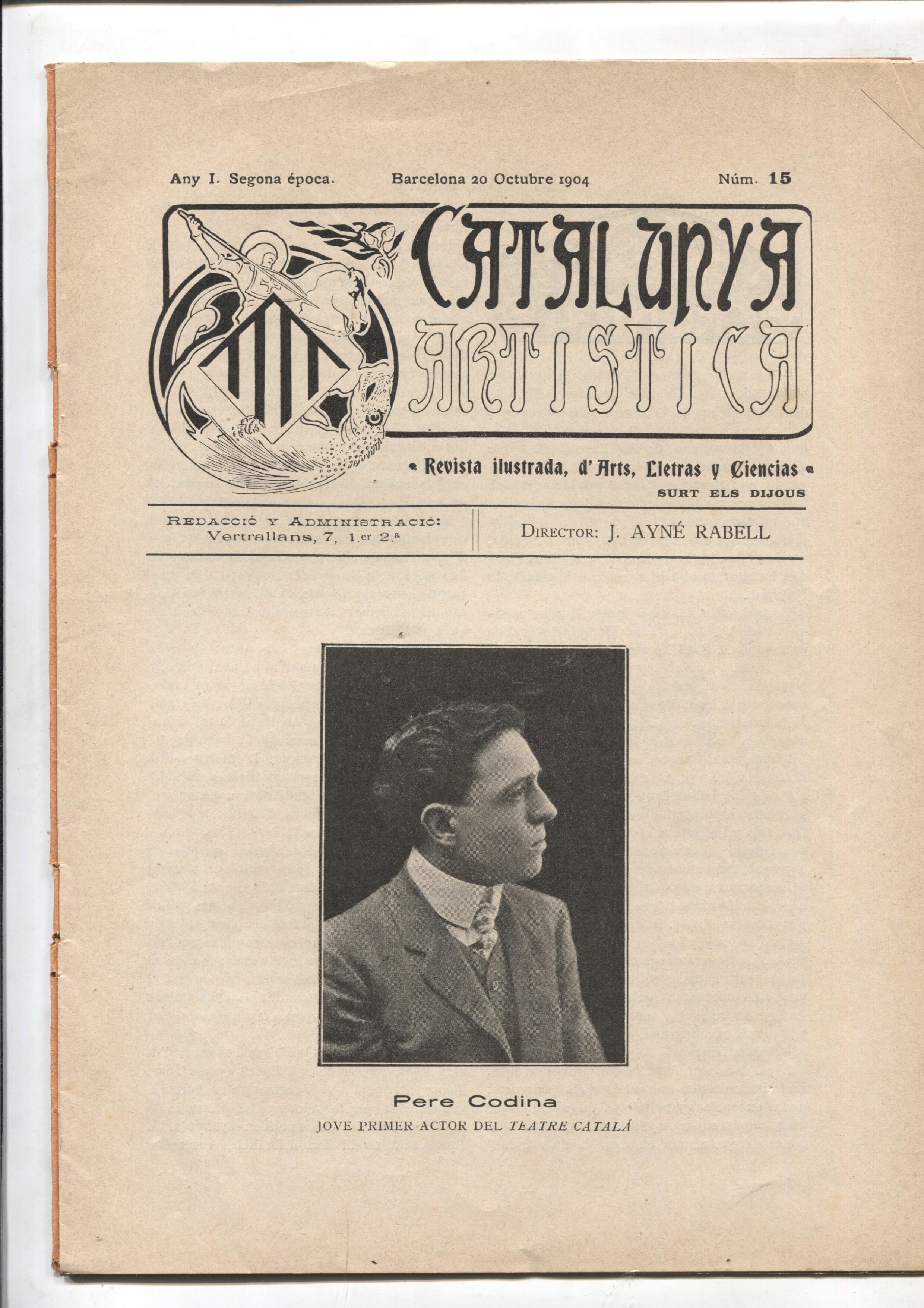 Catalunya Artistica segona epoca numero 15: Pere Codina, actor del teatre catala