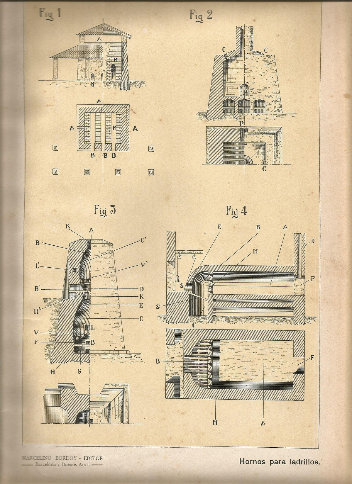 Lamina 001: Tratado de arquitectura de Sugrañes - Hornos para ladrillos