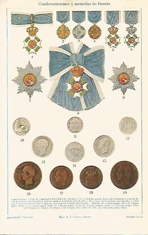 LAMINA ESPASA 2195: Condecoraciones y monedas de Grecia