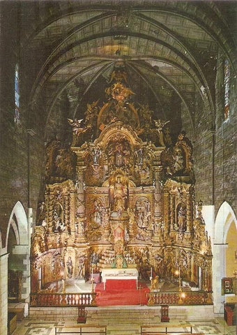Postal 049014 : Costa Brava. Iglesia de Cadaques. Retablo del altar Mayor