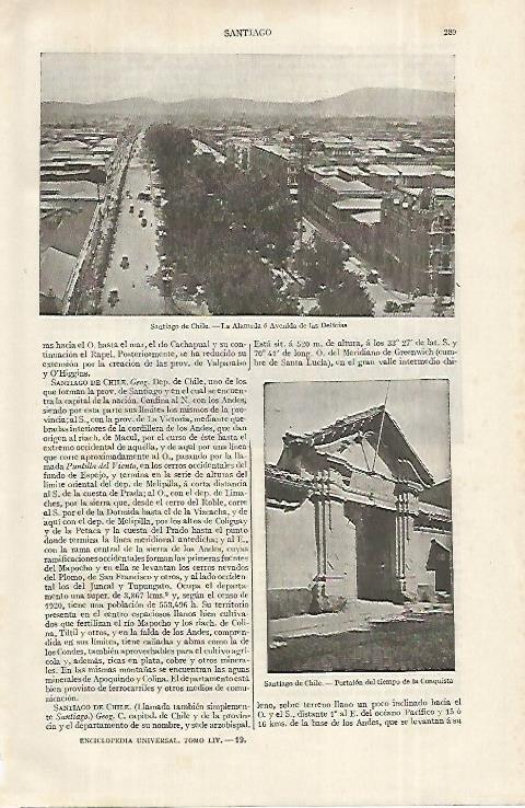 LAMINA ESPASA 12280: La Alameda de Santiago de Chile