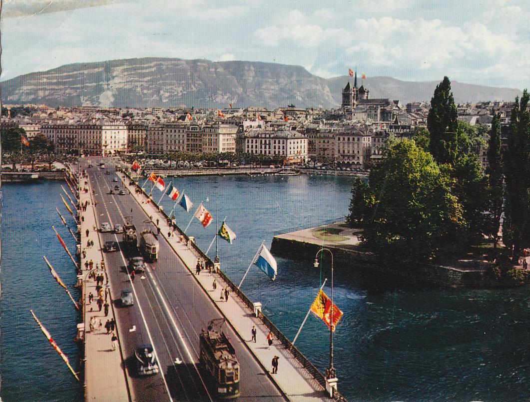 Postal 62161 : Geneve. L ile J.-J. et le Poni du Mont Blanc