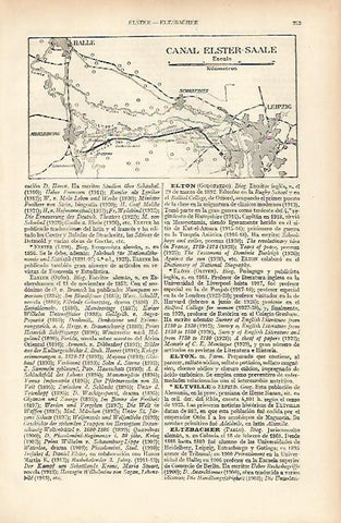 LAMINA ESPASA Alemania 434: Mapa del Canal Elster-Saale Alemania