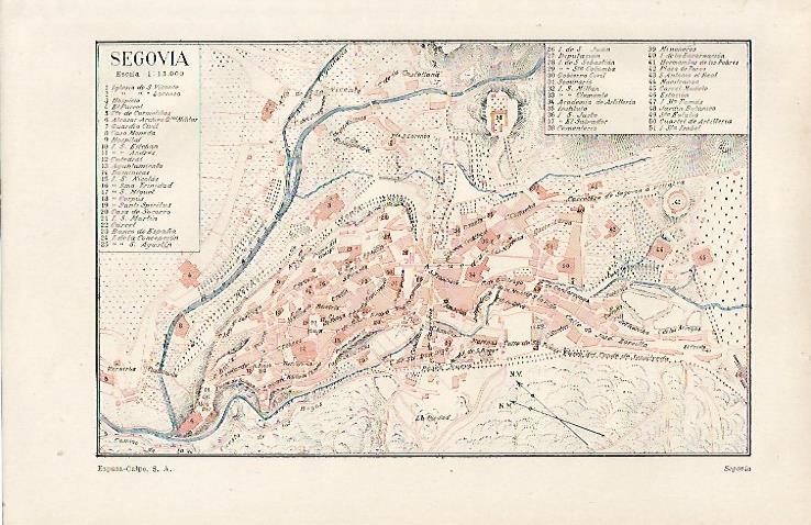 LAMINA ESPASA 12513: Mapa de la ciudad de Segovia