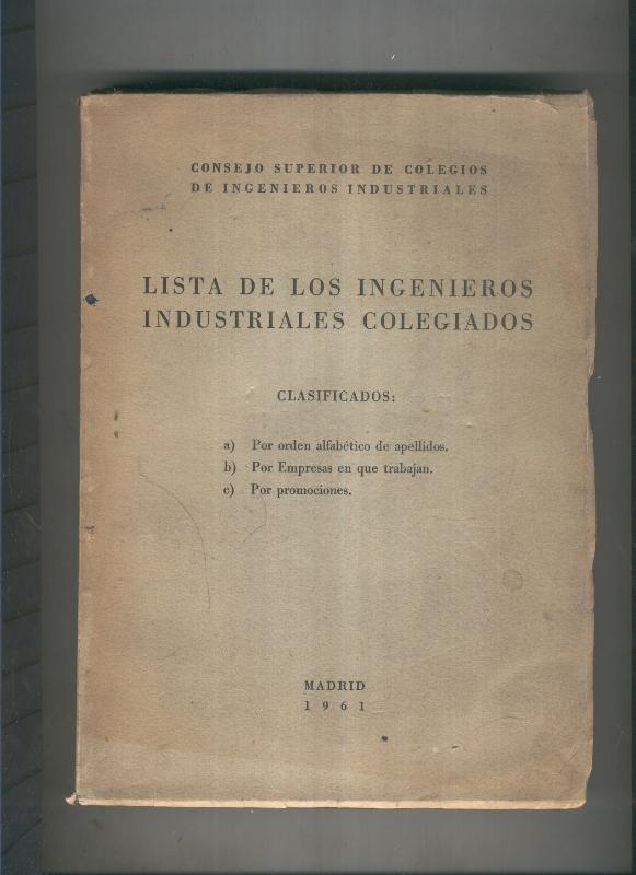 Lista de los Ingenieros Industriales Colegiados