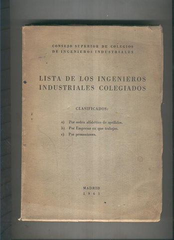 Lista de los Ingenieros Industriales Colegiados
