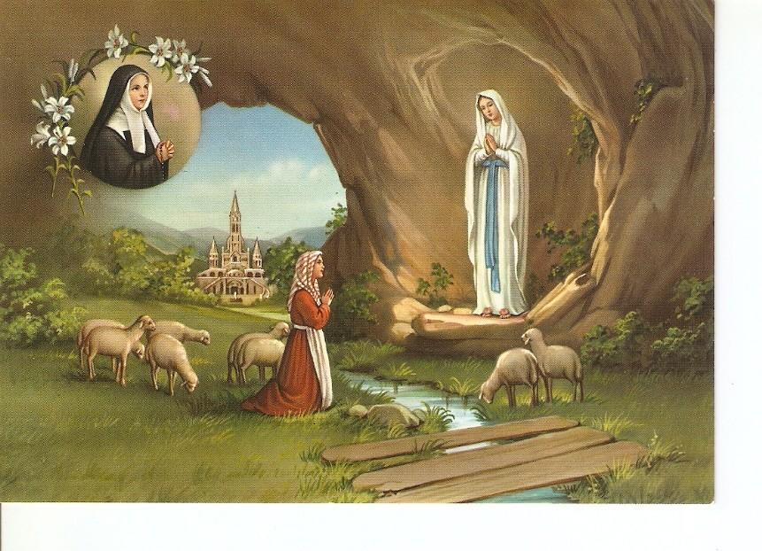 Postal 027848 : Souvenir de Lourdes, LApparition