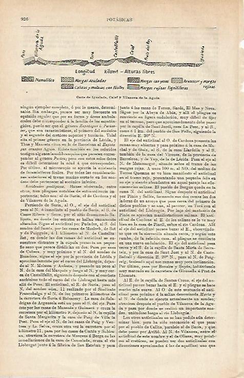 LAMINA ESPASA 17255: Corte de las minas de Igualada Calaf y Vilanova 