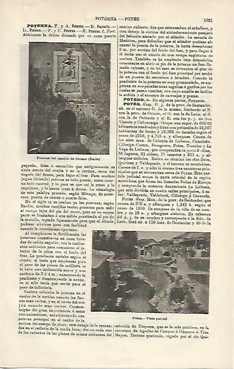 LAMINA ESPASA 17258: Castillo de Sorano (Italia) y vista de Potes