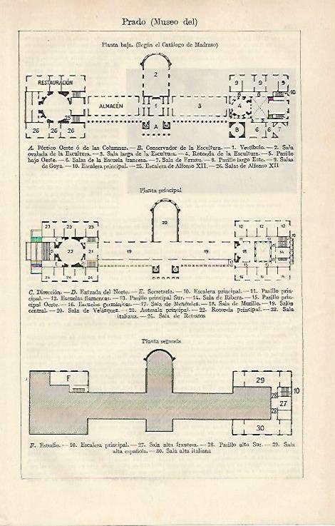 LAMINA ESPASA 17287: Planta baja principal y segunda del Museo del Prado