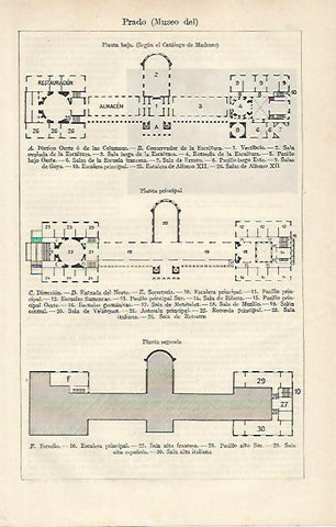 LAMINA ESPASA 17287: Planta baja principal y segunda del Museo del Prado
