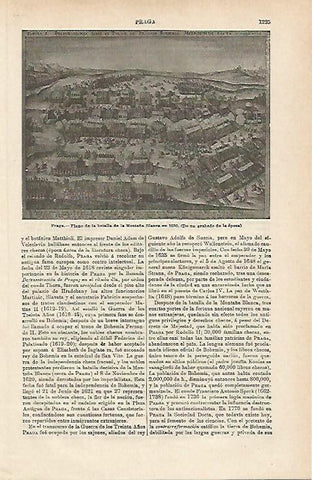 LAMINA ESPASA 17300: Plano de la Batalla de la Montaña Blanca en 1620