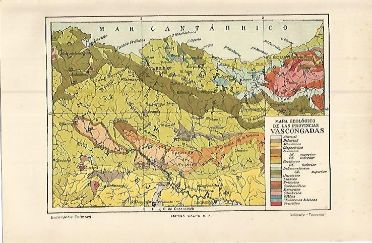 LAMINA ESPASA 17340: Mapa geologico del Pais Vasco