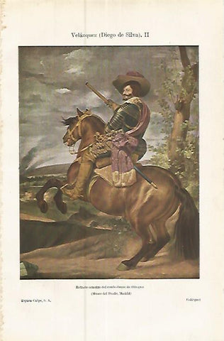 LAMINA ESPASA 17410: Retrato ecuestre del conde duque de Olivares por Velzquez