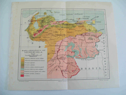 LAMINA ESPASA 17480: Mapa geologico de Venezuela
