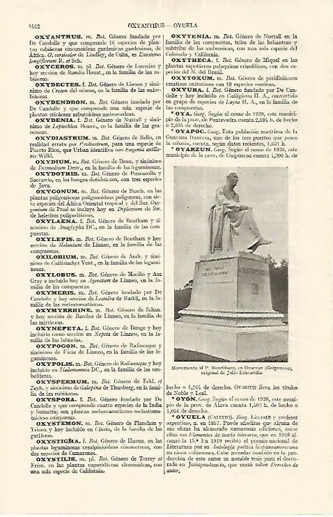 LAMINA ESPASA 17481: Monumento a Mendiburo en Oyarzun Guipuzcoa